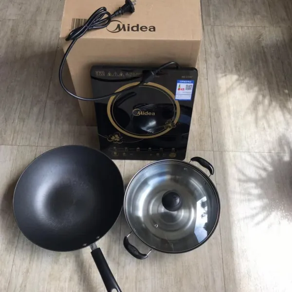 인덕션 Midea/RT2160 2100대출력 스마트 버튼한개 볶음요리 방수 터치스크린 가정용, 기본, T01-블랙색 패키지 볶다 냄비국냄비