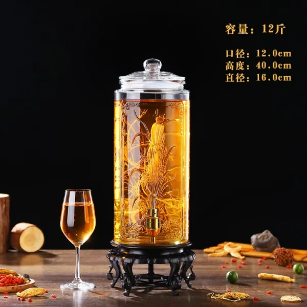 유리병 무연 가정용 두꺼운 포주 띠꼭지 술항아리 밀봉 수납 술단지 전용 담그다 1889210425 12 근 두꺼운 _동꼭지 _높은 밑받