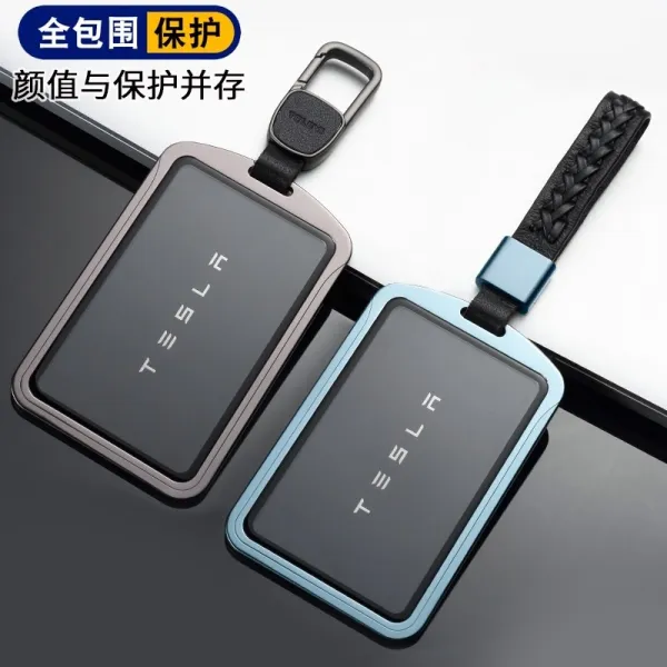 키케이스 tesla테슬라 model3열쇠세트 활용가능 model-3카드 열쇠가방 케이스 자동차 카드커버, T14-열쇠 스타일-블랙 블루(짜깁기를 한 끈버클)