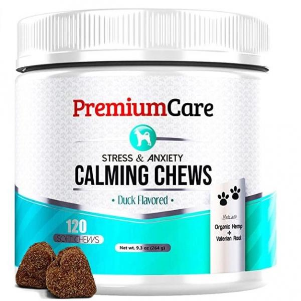 [아마존베스트] PremiumCare Calming Treats for Dogs반려견 안정-Help With Dog Anxiety Separation분리불안 Barking짖음 Stress Relief스트레스해소 Aggressive Behavior공격적행동 120츄, 1개, 오리고기맛