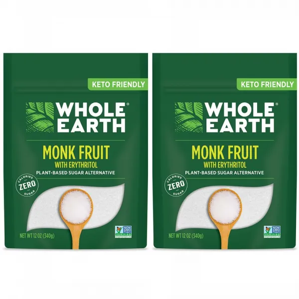 Whole Earth Sweetener 홀 얼쓰 나한과 몽크 프룻 스위트너 340g Monk Fruit with Erythritol 12 Ounces, 1팩