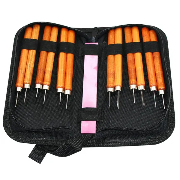 조각도 목조 칼 12개세트 목판화 가죽무늬 공구 수공