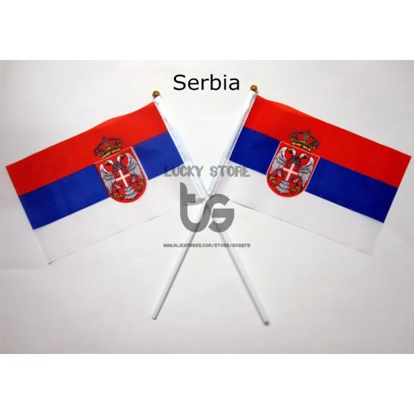 세르비아 1421cm 10 조각 배너 무료 배송 손 흔들며 깃발 세르비아 국기 만나 퍼레이드 party hanging decoration