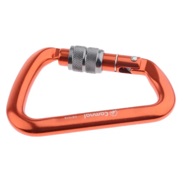 ZLD 28KN 등산 등산 D 형 Carabiner 검정색 자동 잠금, 주황색 나사 자물쇠