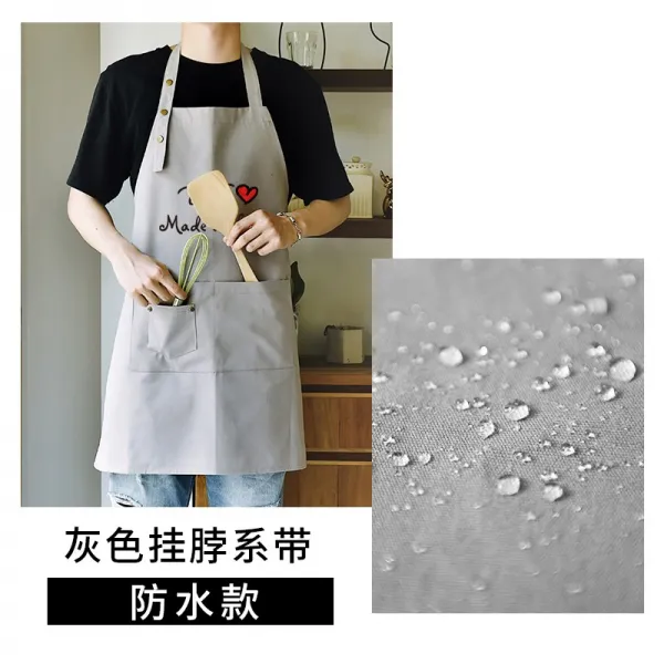 앞치마 맞춤 로고 레터링 샤브샤브 외식 우유 찻집 주방 패션 작업복 주문 제작 남녀, 우아한 재 방수 홀터넥 조심성