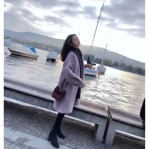 여성 앙고라 가디건 망홍 나태한 모직 앙고라 카디건 여2019 중한국항풍