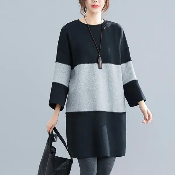 플랜글로벌 여성 투톤 배색 루즈핏 스웨터cth