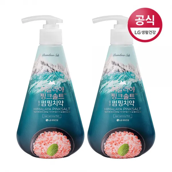 죽염 히말라야 핑크솔트 펌핑치약 아이스카밍민트, 285g, 2개