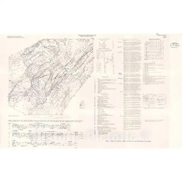 지도 : 메인 주 서부 내륙의 지질지도 1982 년지도 제작 벽 예술 : 36 인치 x 24 인치 (36in x 24in), 36in x 24in