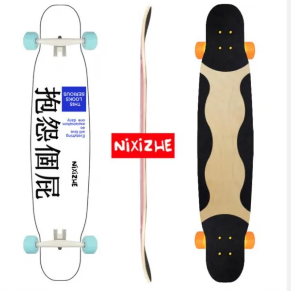 롱보드 유행 킥보드 출근 초보자 소녀 성년 보통길이 그림 더블날개 여학생, T35-불평불만