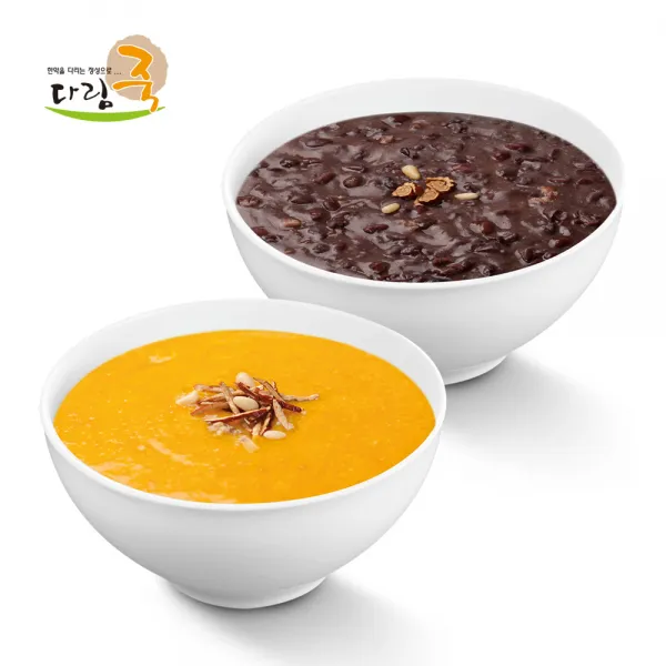 다림죽 시원하게 먹으면 더 맛있는 단호박&단팥죽set, 단호박3팩+단팥2팩