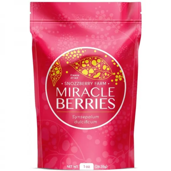 1oz 패키지 Snozzberry Farm의 Miracle 장과 175 개의 베리 반쪽 냉동 건조 된 100 % Miracle 과일 No, 1