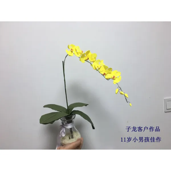 종이접기 컬러 전용 a4종이 꽃송이 수공 작품 완제품 재료, T13-형광황 색 가닥가닥 재료가방