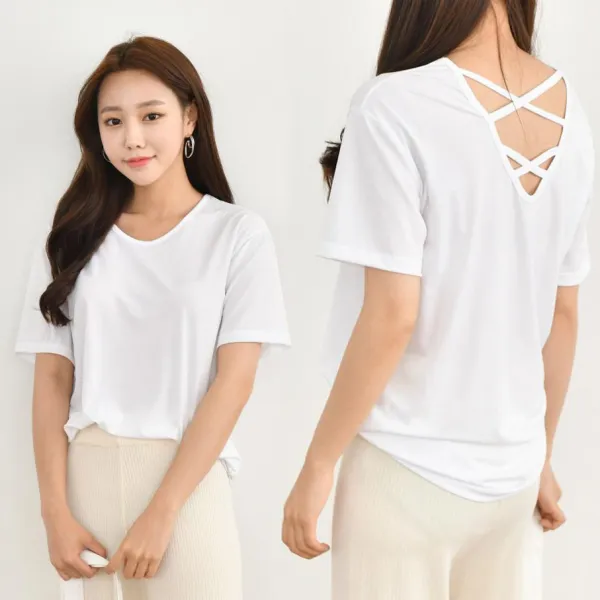 브리스살롱 무료배송(bs1022)페미닌룩 여름데일리코디 여성반팔티 반팔 티셔츠