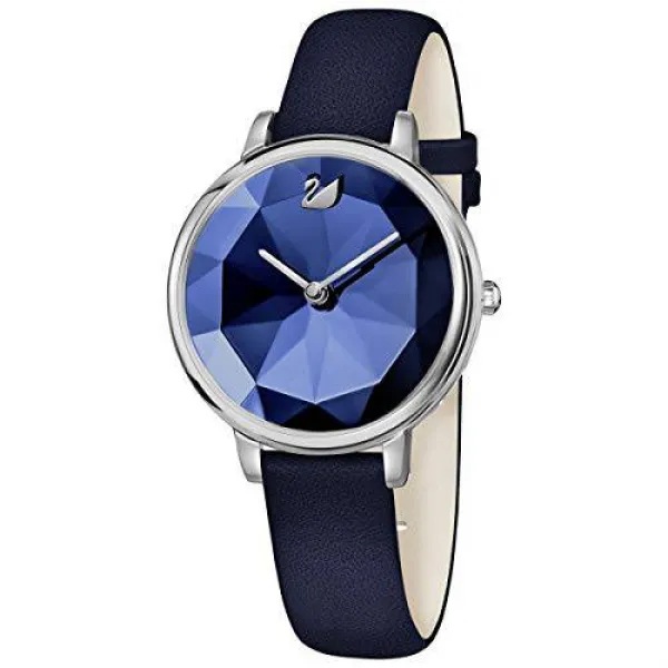 SWAROVSKI 크리스탈 본격적인 크리스탈 레이크 시계 가죽 스트랩 블루