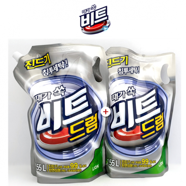 에이스몰 비트 액세세제1.6킬로x2개입 드럼용 세탁세제 찌든때 향균디톡스세탁 1set