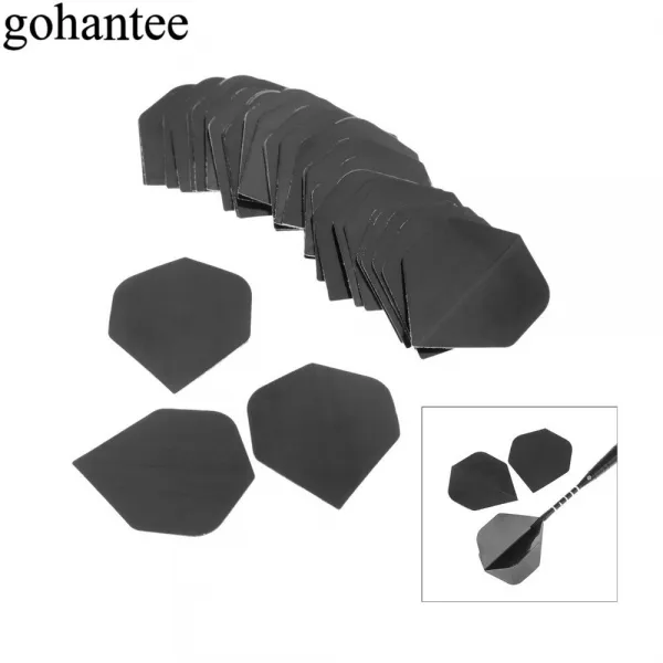 Gohantee L Lot Pvc 다트 항공권 30pcs Fin Tail 단순 퓨어 블랙 다트 액세서리 교체 가능 다트 윙