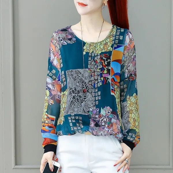 Kirahosi 여름 상질 얇은 슬림티셔츠 여자 쉬폰블라우스 588호 Vu2pf5