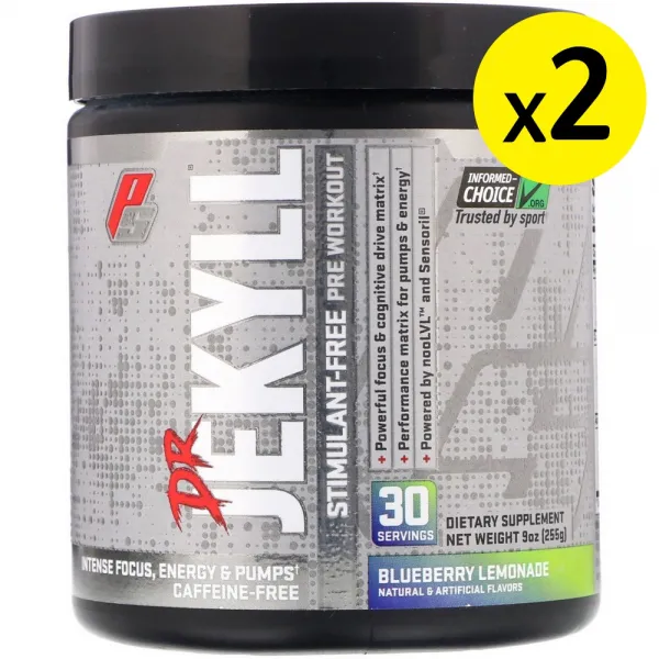[미국직구]ProSupps Dr Jekyll 각성제 무함유 운동 전 보충제 블루베리 레몬에이드 255g(7.9oz) 2개, 상세설명참조
