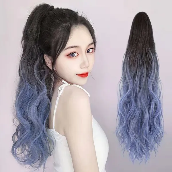말꼬리 가발 여자 집게식 점차 커지다 파도 양털 롤 패션 자연 가발 말꼬리 그물 붉은 물결