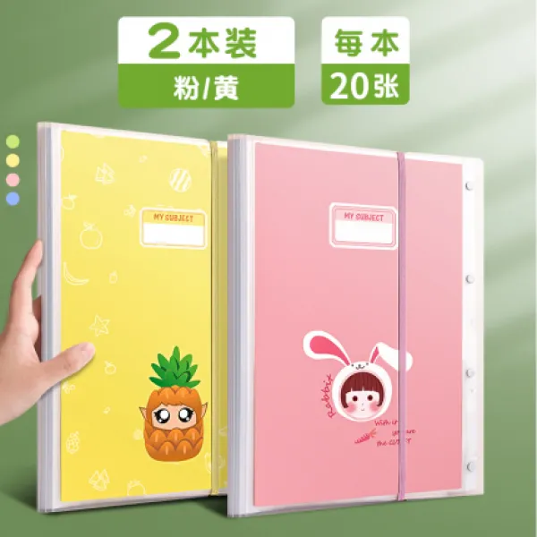 투명서류홀더 A3 시험지 수납가방 겹 문서 바인더 삽입페이지 레이어드 짐을 싣다 답안지 의 집게 자료수첩 3616267692, 2본 (엘로 핑크 )/매 본 20 장