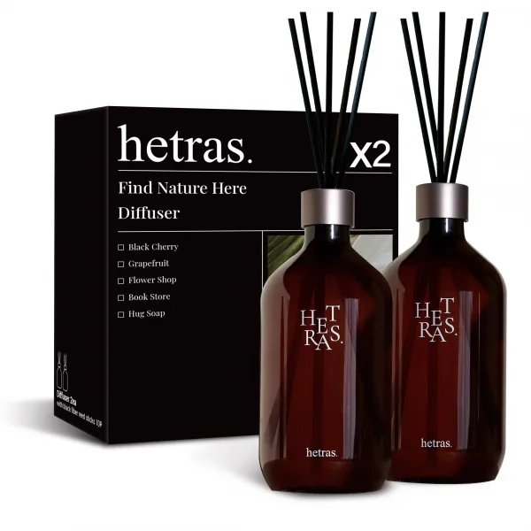 헤트라스 프리미엄 대용량 디퓨저 500ml 2개 + 선물세트, 그레이프프루트향