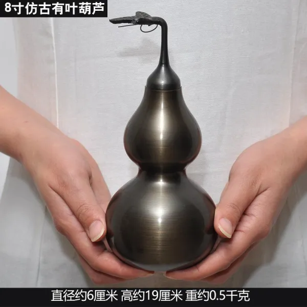 클럽대디레포츠 인테리어 진열 장식품 퉁후루 마네키 재물을 모으다 풍수 실내 모빌 거실 건곤 팔괘 오픈 있다 엽 조롱박, 8인치 엔틱 있다 엽 조롱박