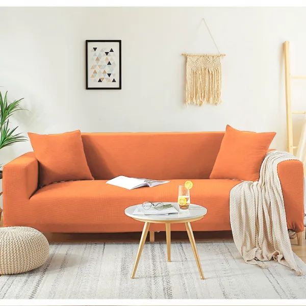 Mar.22 13번 스판 가죽 소파 커버 올인원 만능 고양이 잡기 범용 Ins 스타일 소파 패드게포를 발표하다z 밀밭. 주황색.