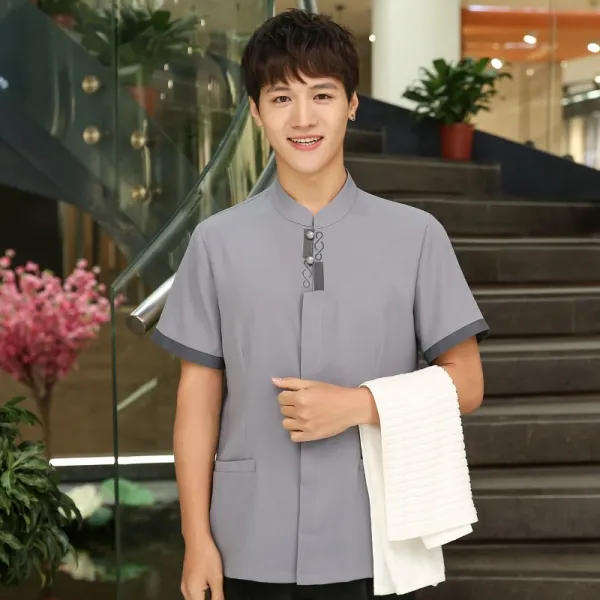 보결 작업복 여 호텔 객실 리넨 파 가사 의류 청소 아줌마 물업 보결복 반팔, 4XL 남자타입 그레이
