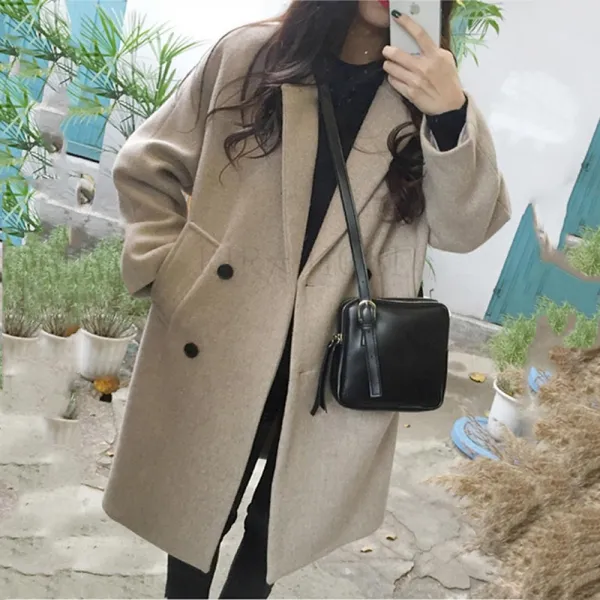 Kirahosi 스페셜 겨울 여성 하프 모직 코트 패션 점퍼 상의 여자 트렌치 정장 코트 외투 빅사이즈 138 Gd11 Bq2m83i