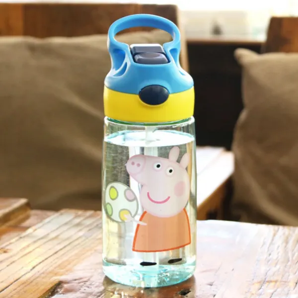 페파피그 유아 어린이 키즈 캐릭터 물병 물통 500ml, 옐로우 커버 돼지 축구 / 500ml