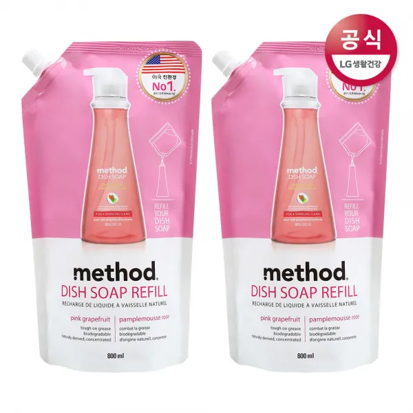 메소드 주방세제 리필 800ml 핑크그레이프 x 2개