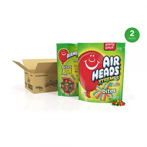 Airheads Xtremes Bites Rainbow Berry 익스트림바이츠 레인보우베리 파티팩 2팩 오트밀 페인트 눈깔 금연 사탕 임산부간식 캔디, 1set