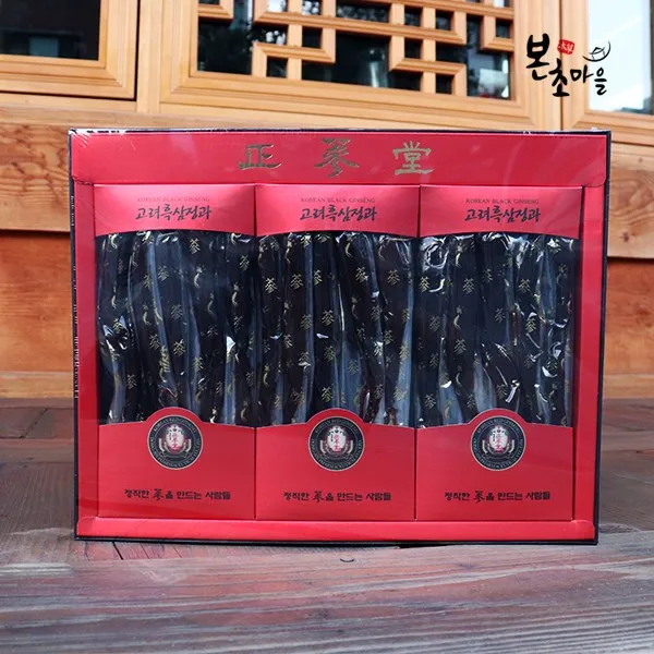 [본초마을] 고려흑삼정과 골드 500g 홍삼정과 건삼 인삼 수삼 홍삼제조기 홍삼액 한방 약재 대한민국 특산품 고려인삼 고려홍삼 정과 홍삼선물, 1box