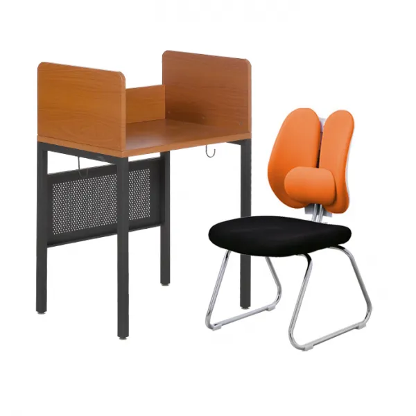 하이스위티 1인용 학원 독서실책걸상세트 1523 책상-블랙체리 W650, 의자-오렌지