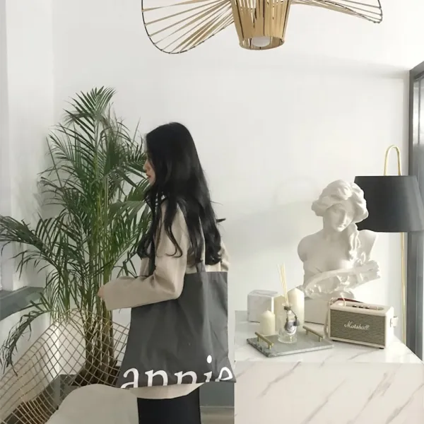 위파인더 새로운 회색 한국어 ins 같은 캔버스 가방 간단하고 다목적 원 숄더 여성 환경 보호 가방은 차갑다
