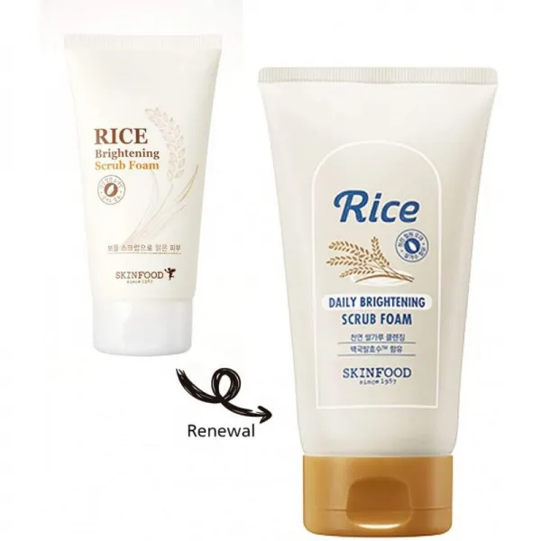SKIN FOOD Rice 일일 브라이트닝 스크럽 폼 5.07 oz. (150ml)-저자 극성 마이크로 파인 라이스 밀기울 페, 1