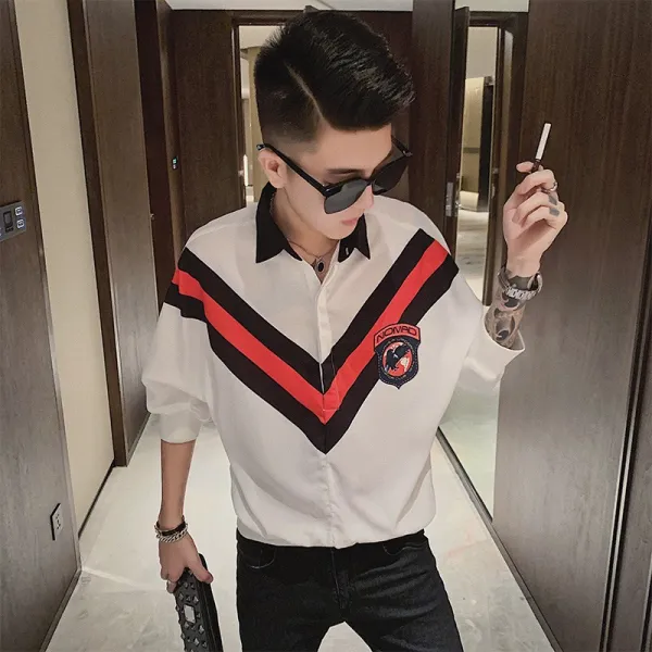 여름 남성 정신적인 루즈핏 남 미디움 소매 셔츠 7부 흘러 멋스러운 5부 반팔