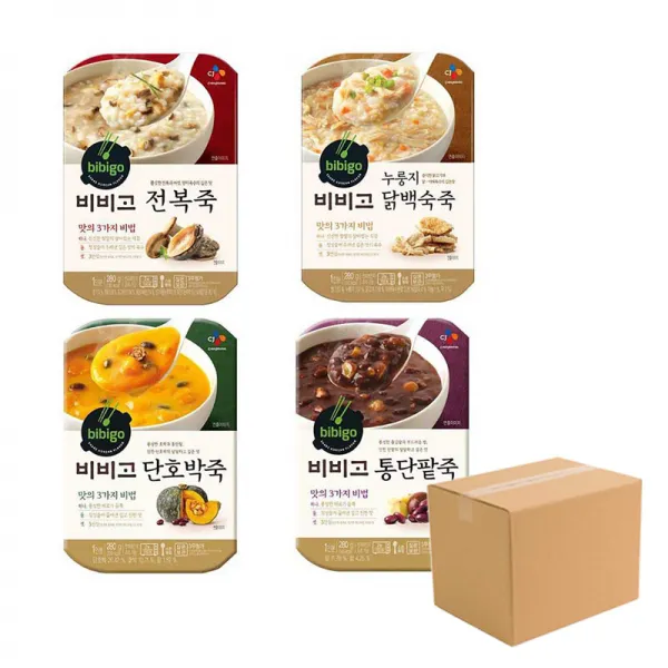 비비고 죽 280g 18개 4종 전복죽 단호박죽 단팥죽 닭죽 비비고 단호박죽 280g
