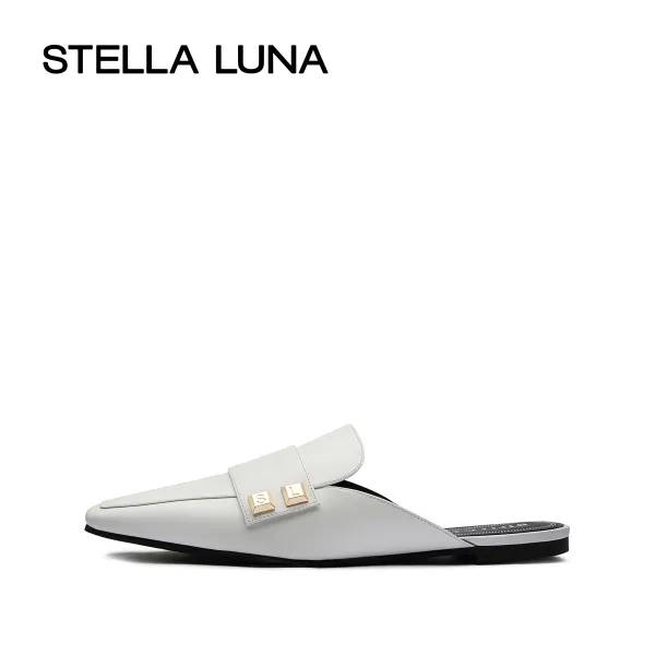 블로퍼 STELLALUNA 봄계절 사각코 플랫 끌다 여성 뮐러 핏아우터