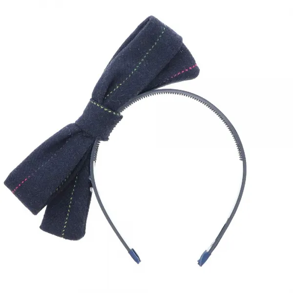 Motique Accessories 여자 해군 다채로운 바느질 편 울 활 머리띠