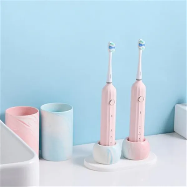 칫솔꽂이 칫솔걸이 전동 칫솔받침 수납 칫솔세면 세트, 08 회색자리+회자컵+16x9cm타원흡수매트