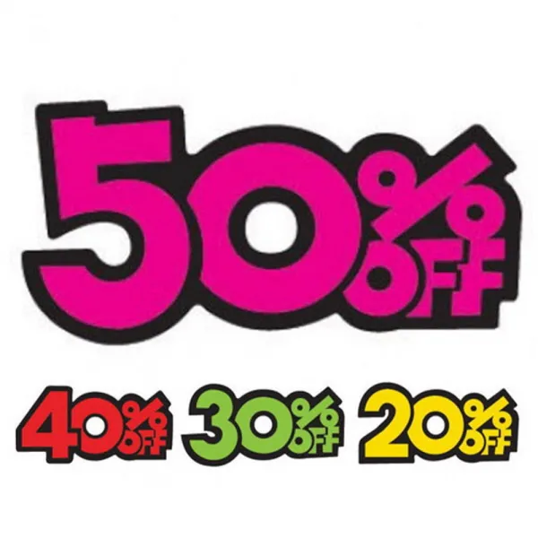 240 춘스토어 / ( 가격인하 표시 대형 쇼카드 48매 4종 ) 매장 상품표시 전시 쇼카드, 50프로할인 48매 P2205x8