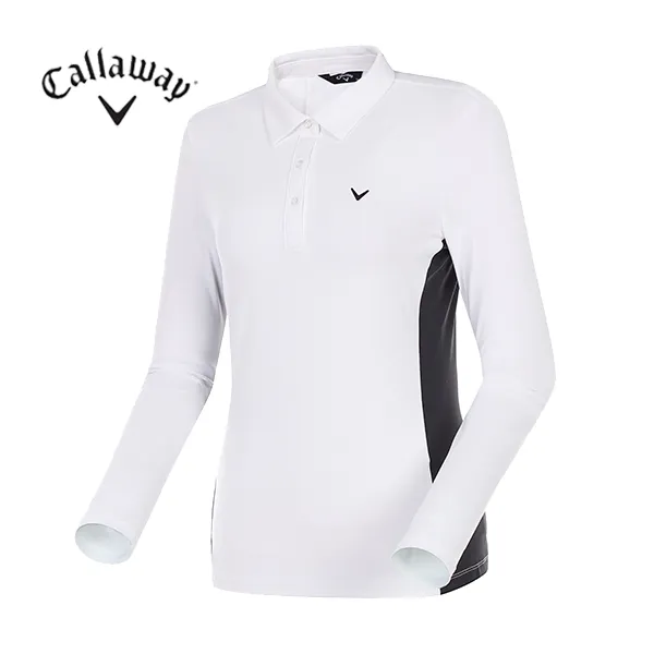 [캘러웨이]여성 초경량 배색 카라 티셔츠 CWTYG5151-100, WHITE