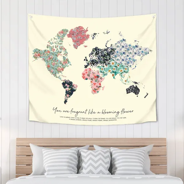 상상후 초대형 북유럽 패브릭포스터 가림막 가리개 150x130 111.세계지도_플라워