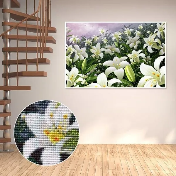 십자수 60x40cm 순수한 백합 침구 3d 단품