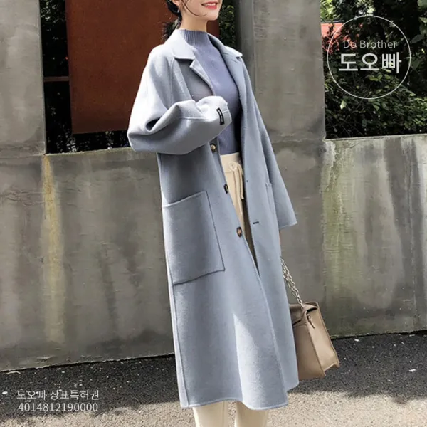 도오빠 여성 싱글 코트 롱코트 빅사이즈 오버핏 루즈핏 모직 가을 겨울 핸드메이드 여자코트 20대 30대 패션 데일리룩 캐주얼