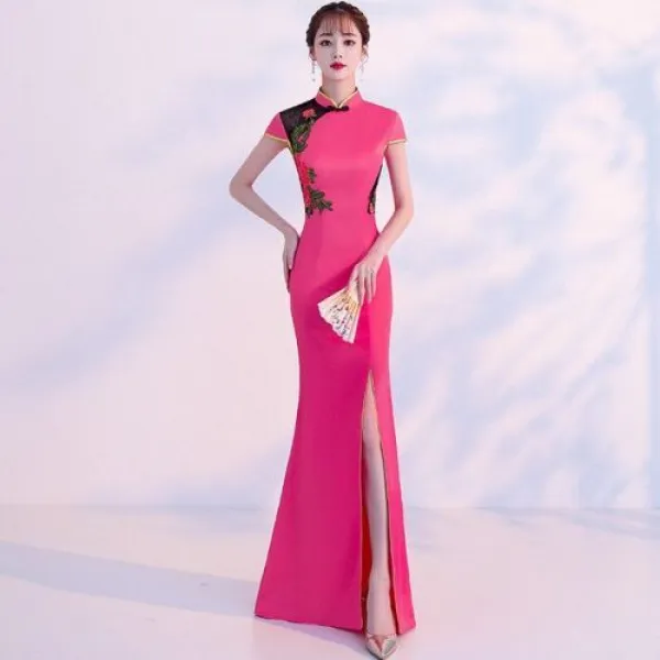 [해외] 어 번체 류 드레스 QIPAO 현 우아한 드레스 QI PAO 여성 긴 CHEONGSAM CHINOISE 레드 이브닝 가운 가운