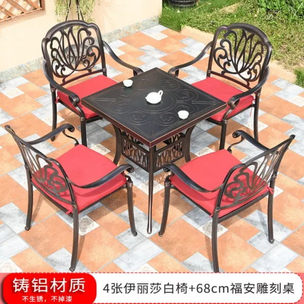평상 베란다 포장마차 야외 이케아 홈포차 대청마루 테이블 포장마차 마루 테라스테이블, 4개의 의자+68cm 복안조화 사각 테이블