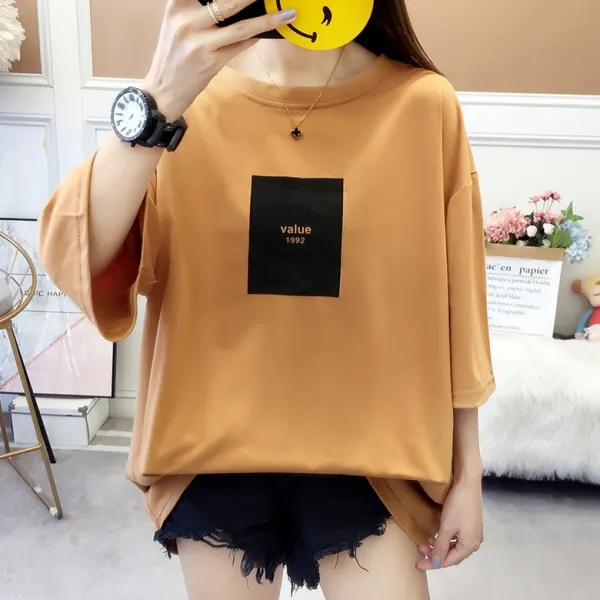 SIMKUNG 심쿵직구 빅사이즈 오버핏 여성 프린트 박시핏 반팔 티셔츠
